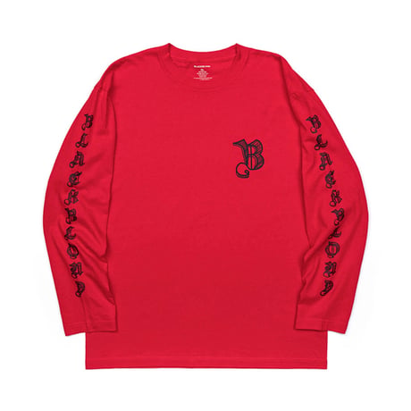 『BLACKBLOND』　sketch logo long t-shirt (Red)