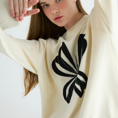 『VETEZE』 　AubeA star ribbon knit (Ivory)