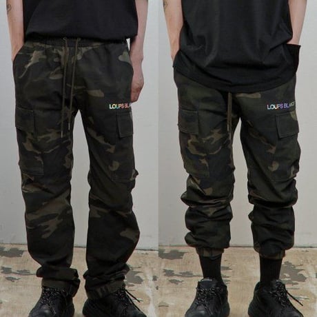 『LOUPS BLANCS』  ホログラムロゴカーゴパンツ  (Camo)