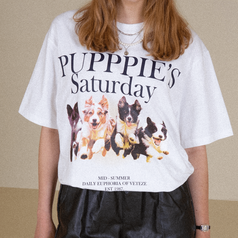VETEZE』 パピーランサタデーハーフ Tシャツ (White) | 6LJStore
