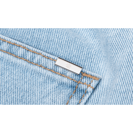 『BLACKBLOND』 　ボーダーグラフィティースマイルロゴデニムパンツ (Light Blue)