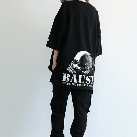 『BAUST』  シグネチャーロゴスカルショートスリーブ Tシャツ (Black)