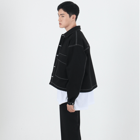 『 BY:L 』 　ステッチクロップジャケット  (Black)