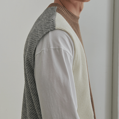 『 BY:L 』 　ファブリックミックスベスト  (Beige)