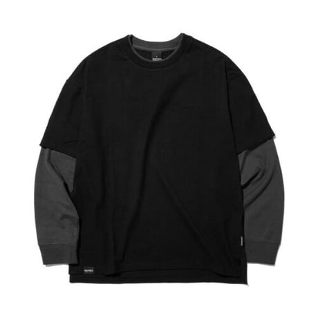 『grooverhyme』 　レイヤードロングスリーブ Tシャツ (Black)