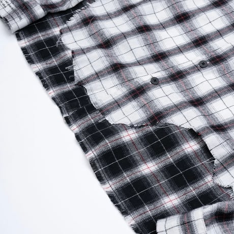 『BLACKBLOND』　No Sympathy Layered Check Shirt (White)