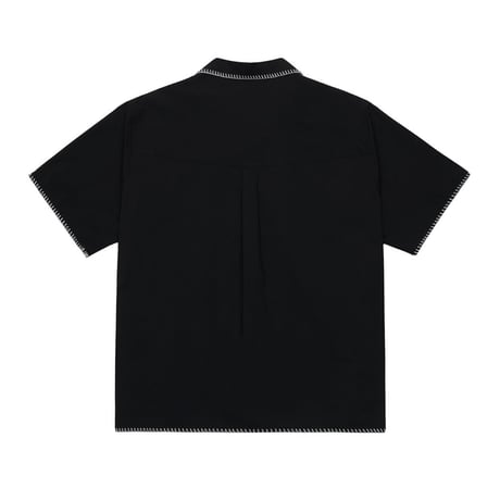 『MURRA AER 』  magnolia needlework half shirts (Black)