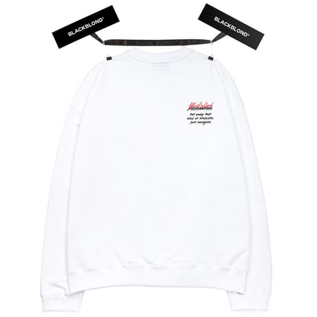 『BLACKBLOND』 　スローガンロゴスウェット (White)