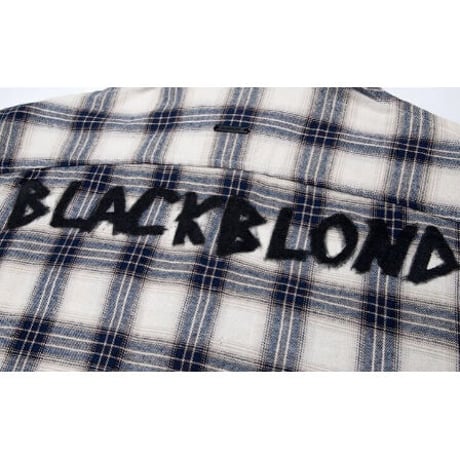 『BLACKBLOND』　グラフィティロゴレイヤードチェックシャツ (Ivory)
