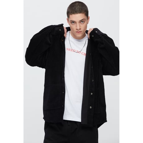 『Verynineflux』   V コーデュロイシャツジャケット (Black)