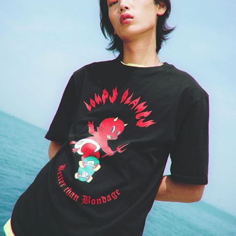 『LOUPS BLANCS』 ホットスタッフスケボーショートスリーブ Tシャツ (Black)