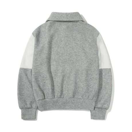 『Code:graphy』 　big collar color block knit half zip-up (Grey)