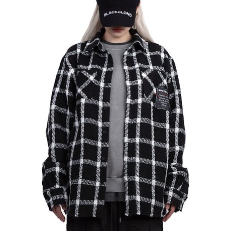 『BLACKBLOND』　ヒストリーデニムパッチワークプラッドツイード (Black)