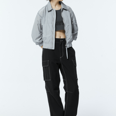 『GROOVE RHYME』 (W) ステッチポイントブルゾン (Light Grey)