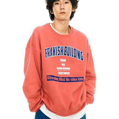 『FREAKISH BUILDING』 KONO SWEATSHIRTS (Coral Pink)