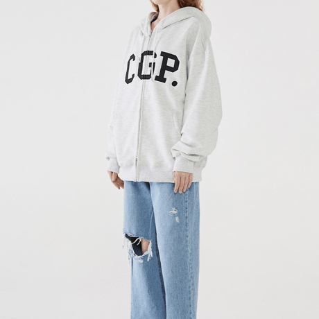 『Code:graphy』 　アーチロゴジップアップパーカー (Melange Grey)