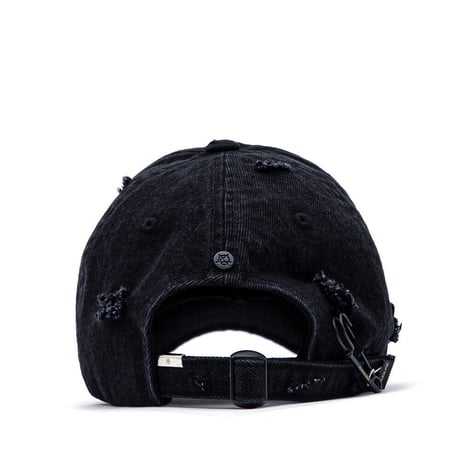 『BLACKBLOND』  リップトカスタムスマイルロゴデニムキャップ (Black)