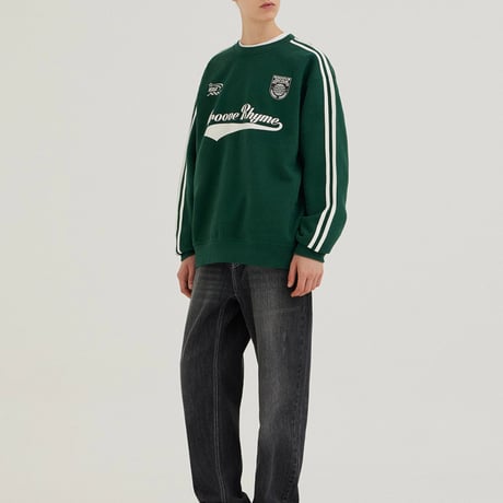『GROOVE RHYME』 swoosh lettering sweatshirt (D/Green)