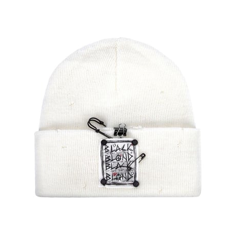 『BLACKBLOND』    ディスオーダーパッチニット帽 (White)