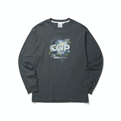 『Code:graphy』 　アースロゴロングスリーブ Tシャツ (Charcoal)