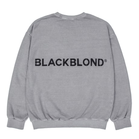 『BLACKBLOND』　ラフスマイルロゴカスタムピグメントスウェットシャツ (Gray)