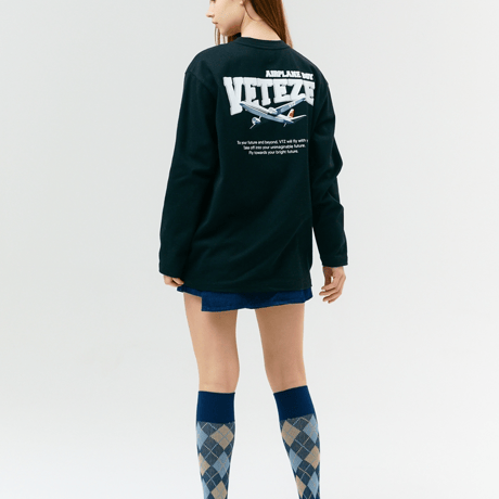 『VETEZE』 　エアプレーンロングスリーブTシャツ (Black)