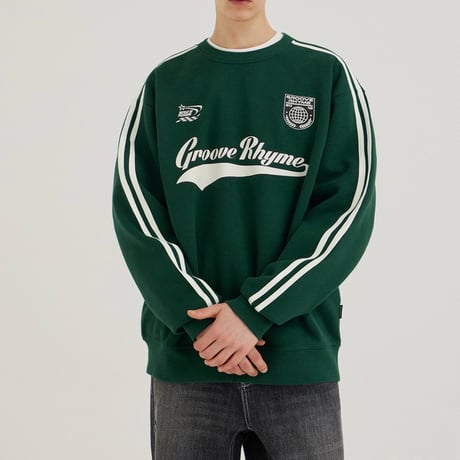 『GROOVE RHYME』 swoosh lettering sweatshirt (D/Green)