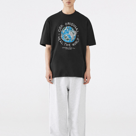 『Code:graphy』 　グリーンアースロゴ Tシャツ (Black)