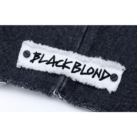 『BLACKBLOND』  ペインテッドグラフィティーロゴショートデニムパンツ (Black)