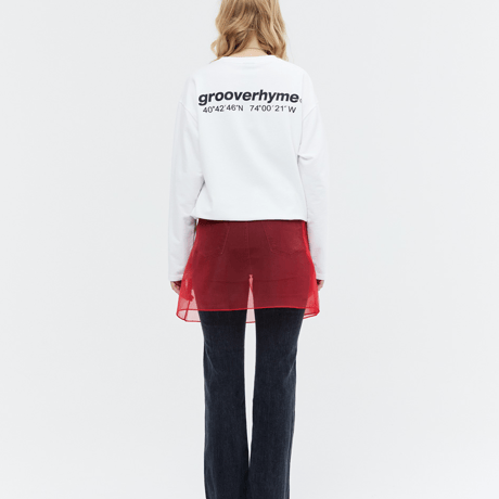 『grooverhyme』 　NYC ロケーションロングスリーブ Tシャツ (White)