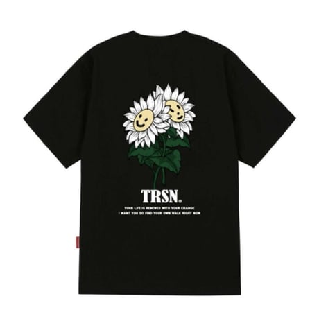 『TRIPSHION』 　スマイルフラワー Tシャツ (Black)