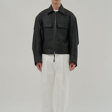 『HIFIFNK』  リンクルレザーオーバーサイズジャケット (Black)