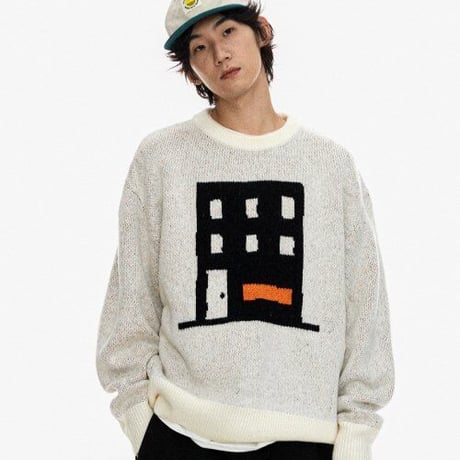 『FREAKISH BUILDING』 TANO KNIT SWEATER (Ivory)