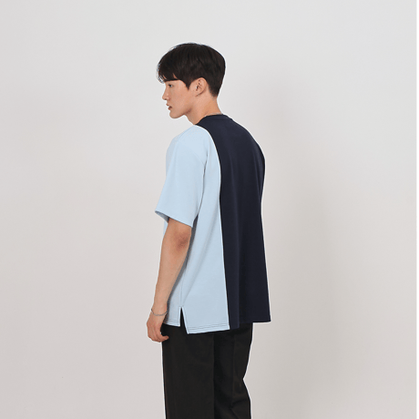 『 BY:L 』    カラー ブロックTシャツ (Navy)