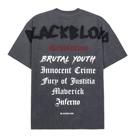 『BLACKBLOND』　ヒストリーピグメント Tシャツ (Charcoal)