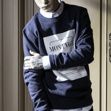 【再入荷】『LOUPS BLANCS』モンタージュスウェットシャツ (Navy)