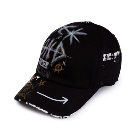 『BLACKBLOND』 ハーフツイードモンスターグラフィティーキャップ (Black)
