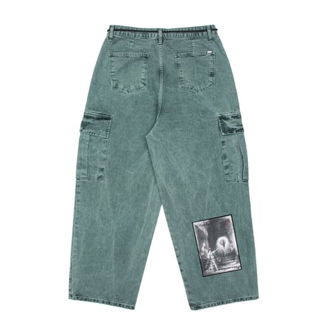 『BLACKBLOND』 　ザアパリションワイドデニムカーゴパンツ (Deep Green)