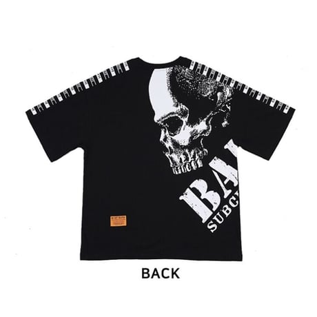 『BAUST』  ラベルモチーフスカルショートスリーブ Tシャツ (Black)