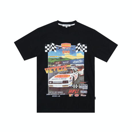 『VETEZE』 　クラシックレーシングハーフ Tシャツ  (Black)