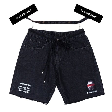 『BLACKBLOND』  スチールブルータルショートデニムパンツ (Black)