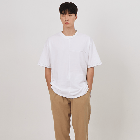 『 BY:L 』    ステッチアンネックTシャツ (White)