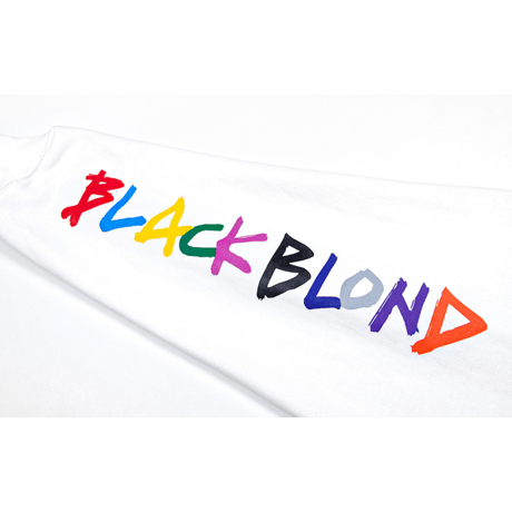 『BLACKBLOND』 　レインボーグラフィティーロゴナンバーパーカー (White)