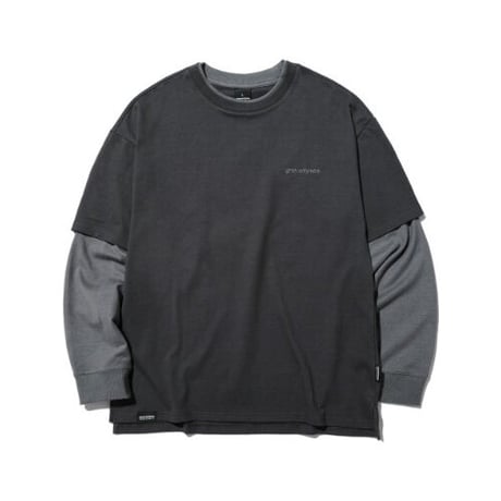 『grooverhyme』 　レイヤードロングスリーブ Tシャツ (Charcoal)