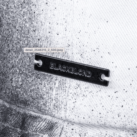 『BLACKBLOND』  ripped sprayed custom border graffiti logo bucket hat (White)