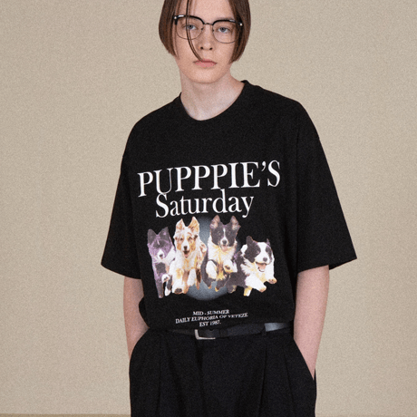『VETEZE』 　パピーランサタデーハーフ Tシャツ  (Black)