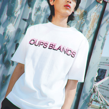 『LOUPS BLANCS』  ダブルロゴグラフィック半袖 Tシャツ (White)