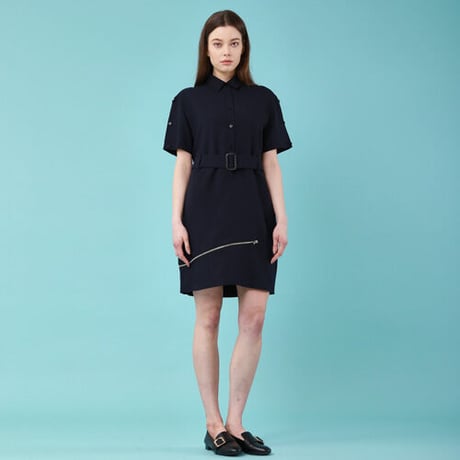 『Wunder Geist』 　トランスフォームアンバランスジッパーストラップワンピース (Navy)