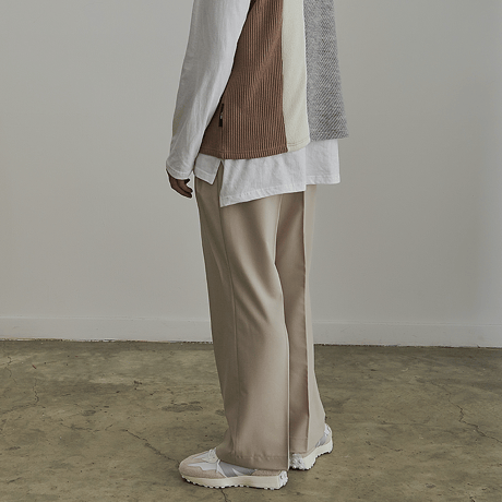 『BY.L 』 ベルトワンタックワイドスラックスパンツ (Sand Beige)