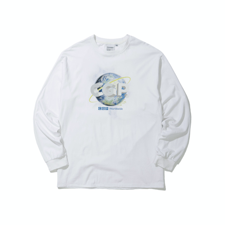 『Code:graphy』 　アースロゴロングスリーブ Tシャツ (White)